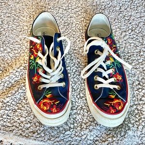 RARE Converse Leather Embroidered Shoes